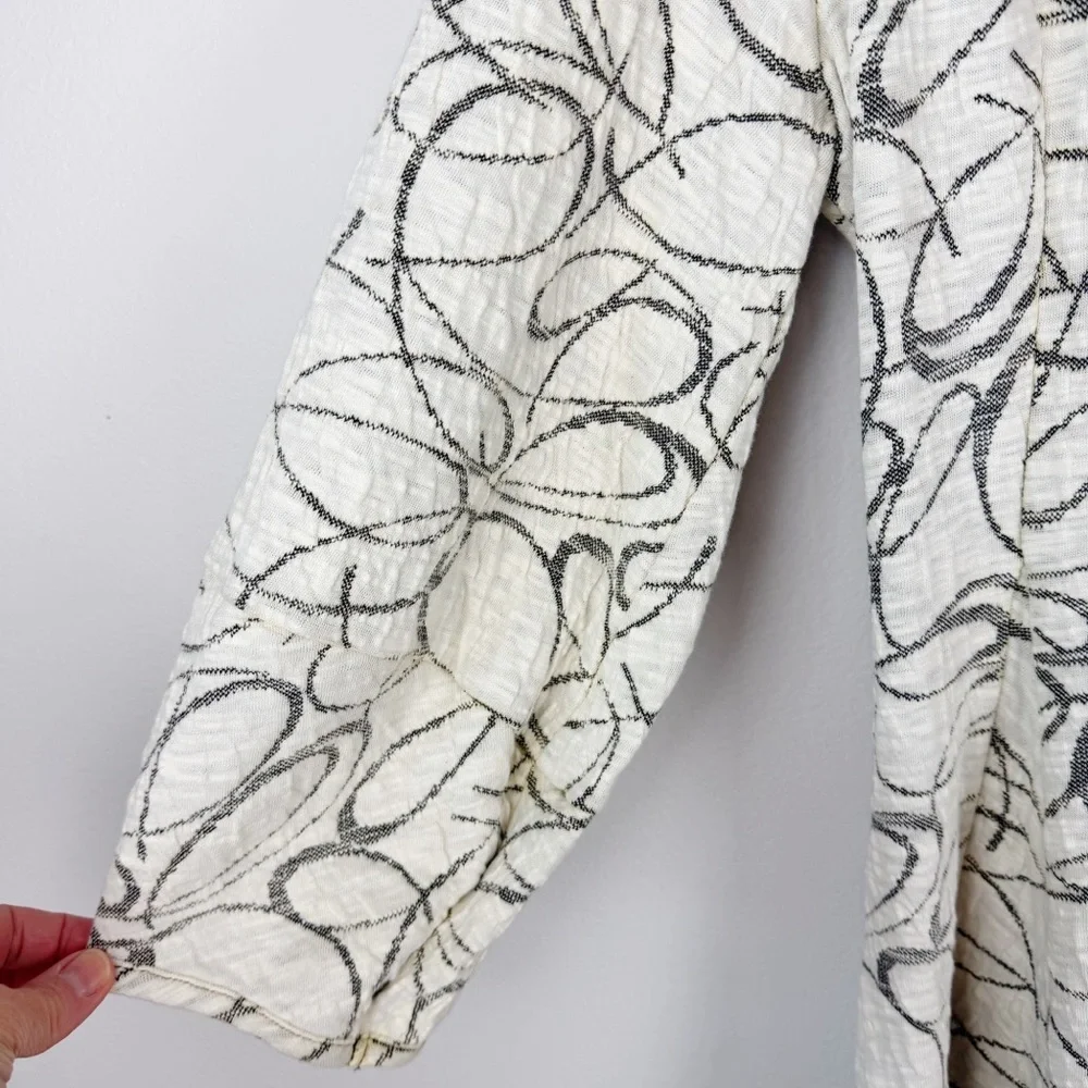 IC by Connie K Textured Swing Jacket Cream Black Abstract Swirl Size Large